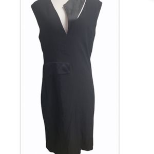 BOUCHRA JARRAR Silk Trim V-Neck Sleeveless Dress 42